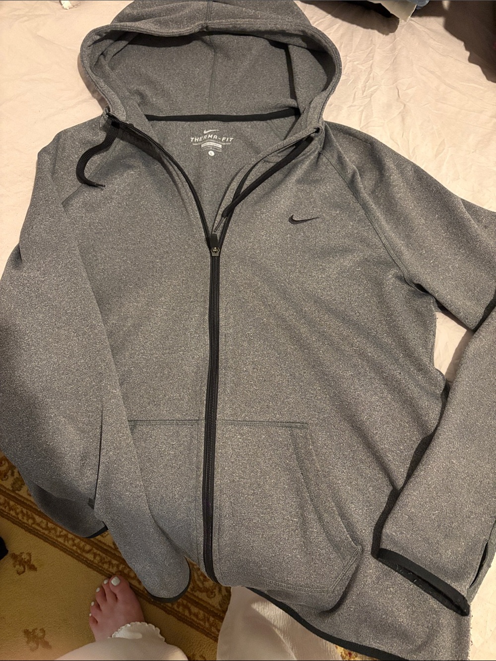 Nike Gray Full-Zip Hooded Lightweight Jacket
